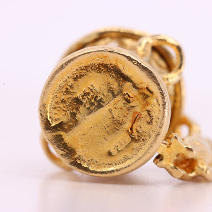 Vintage 9ct Hallmarked Gold Alley Cat Pendant Opening Bin Fish Animal Charm