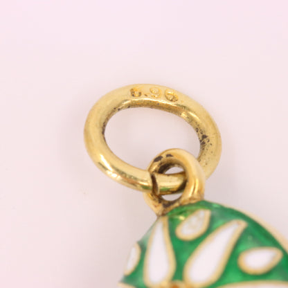 Vintage 14ct Yellow Gold Enamel Easter Egg Pendant Charm Russian Style Gift