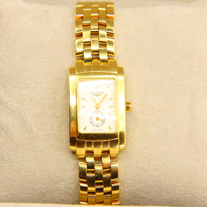 18ct gold longines dolcevita quartz 18 carat gold watch boxed - 16