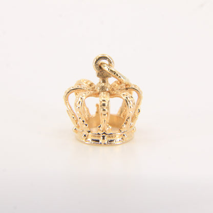 Vintage 9ct Yellow Gold Crown Charm Pendant Royal Symbol Lucky Jewellery Gift