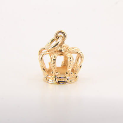 Vintage 9ct Yellow Gold Crown Charm Pendant Royal Symbol Lucky Jewellery Gift
