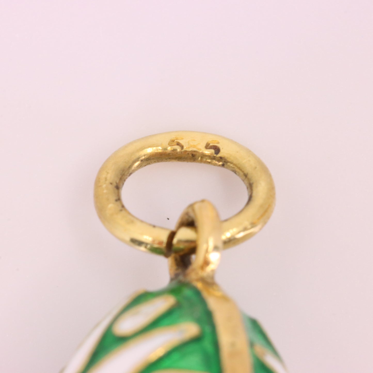 Vintage 14ct Yellow Gold Enamel Easter Egg Pendant Charm Russian Style Gift