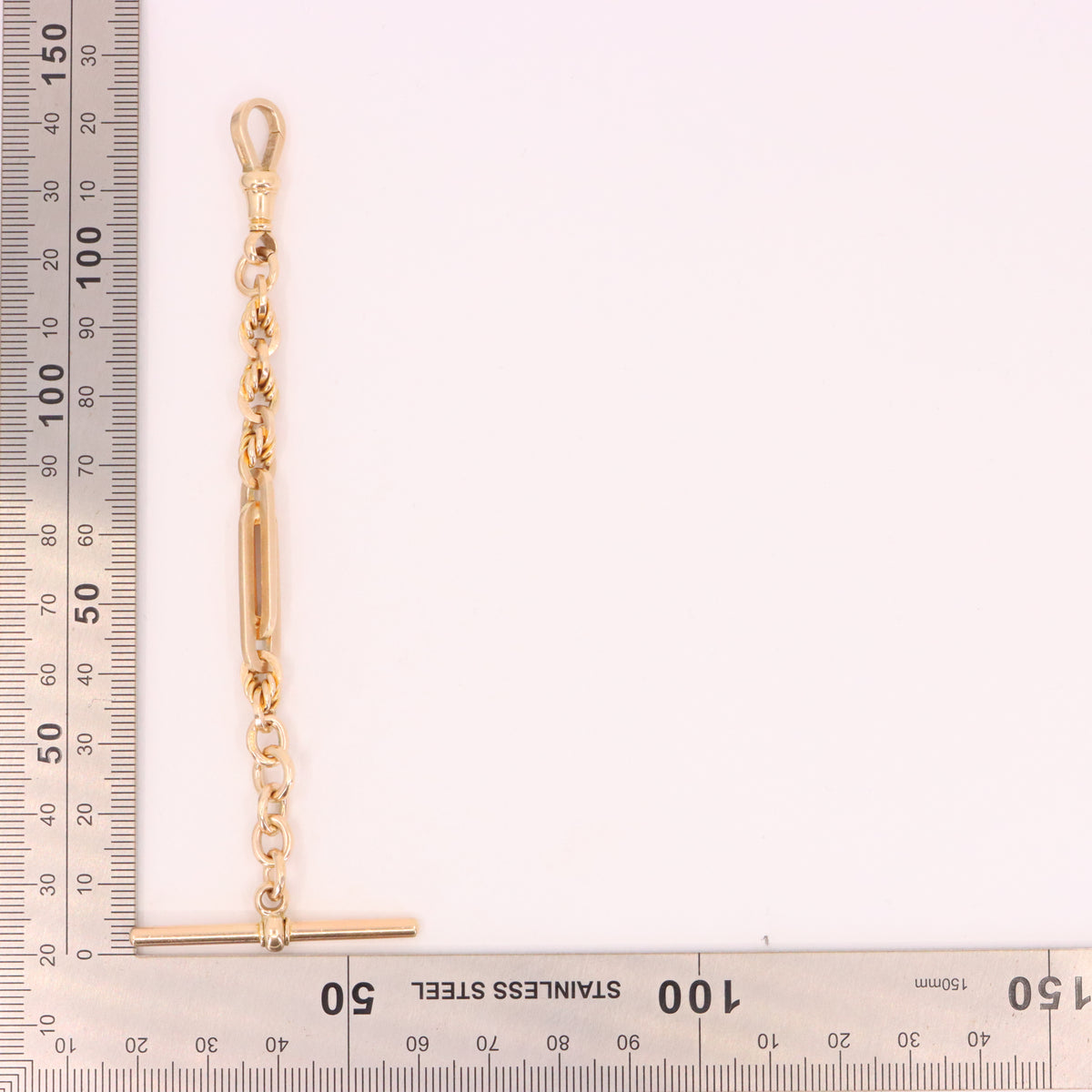 Antique 9ct Hallmarked Rose Gold 5 Inch Albert Chain Extension T Bar Watch Fob
