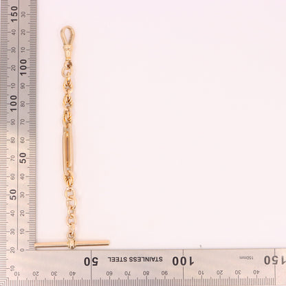 Antique 9ct Hallmarked Rose Gold 5 Inch Albert Chain Extension T Bar Watch Fob