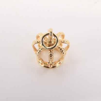 Vintage 9ct Yellow Gold Crown Charm Pendant Royal Symbol Lucky Jewellery Gift