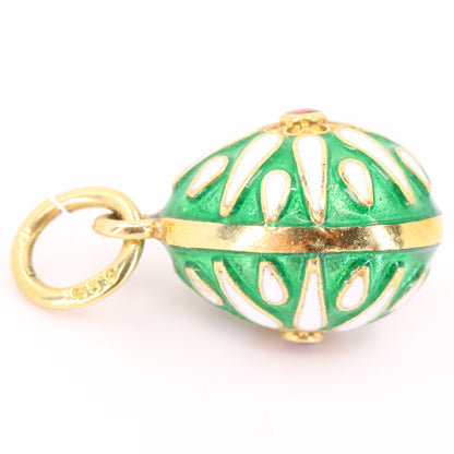 Vintage 14ct Yellow Gold Enamel Easter Egg Pendant Charm Russian Style Gift