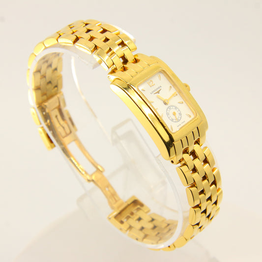 18ct gold longines dolcevita quartz 18 carat gold watch boxed - 0
