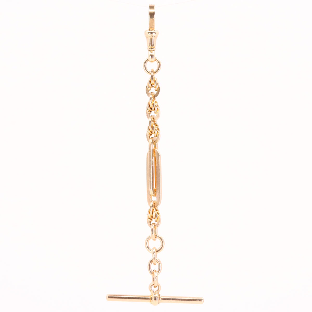 Antique 9ct Hallmarked Rose Gold 5 Inch Albert Chain Extension T Bar Watch Fob