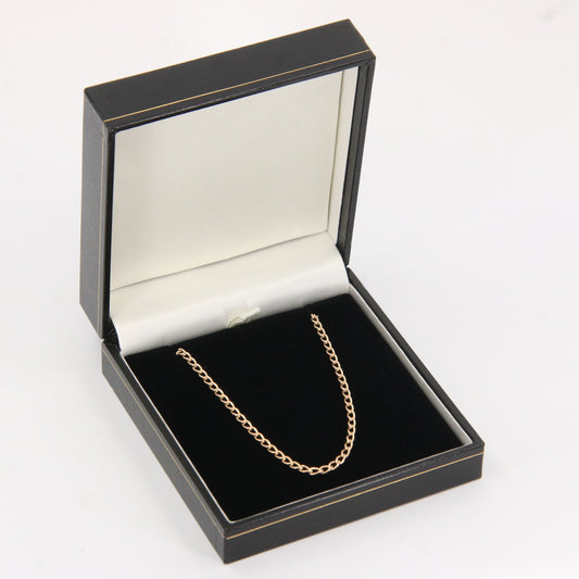 Vintage 9ct Hallmarked Yellow Gold Curb Chain Necklace 22 Inch Boxed