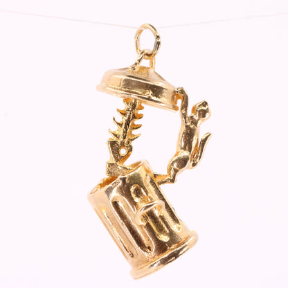 Vintage 9ct Hallmarked Gold Alley Cat Pendant Opening Bin Fish Animal Charm