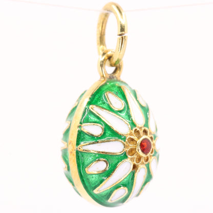 Vintage 14ct Yellow Gold Enamel Easter Egg Pendant Charm Russian Style Gift
