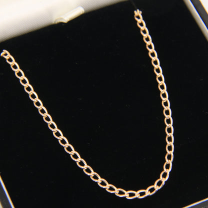 Vintage 9ct Hallmarked Yellow Gold Curb Chain Necklace 22 Inch Boxed