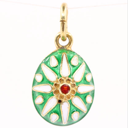 Vintage 14ct Yellow Gold Enamel Easter Egg Pendant Charm Russian Style Gift
