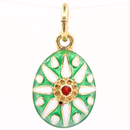 Vintage 14ct Yellow Gold Enamel Easter Egg Pendant Charm Russian Style Gift