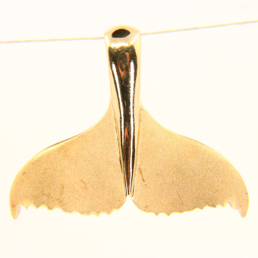 Vintage 14K Gold Whale Tail Pendant 14 Carat Yellow Gold Protection Charm Gift