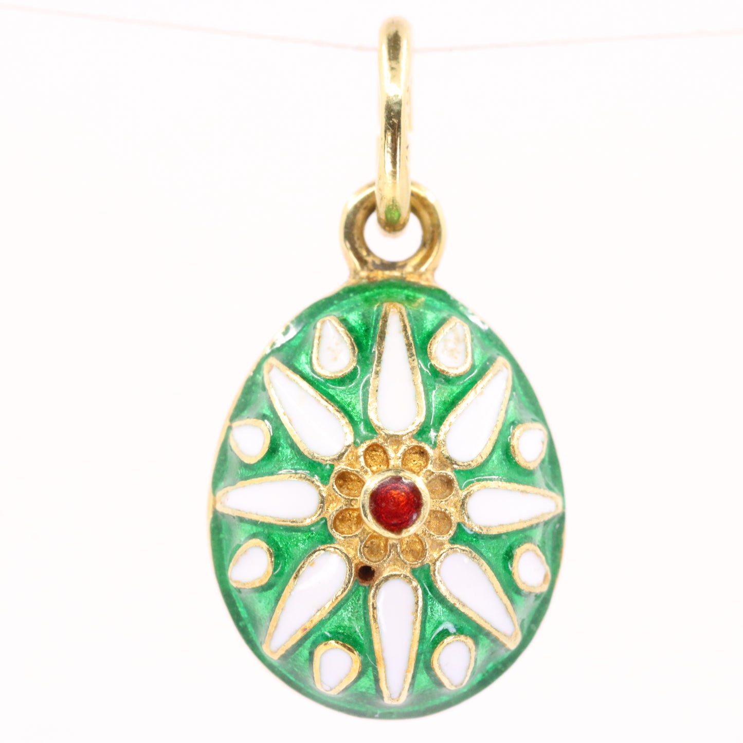 Vintage 14ct Yellow Gold Enamel Easter Egg Pendant Charm Russian Style Gift