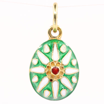 Vintage 14ct Yellow Gold Enamel Easter Egg Pendant Charm Russian Style Gift