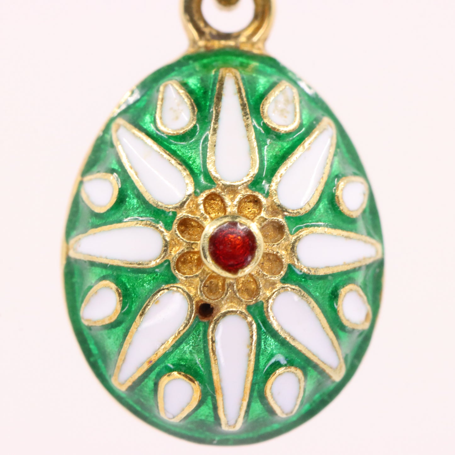 Vintage 14ct Yellow Gold Enamel Easter Egg Pendant Charm Russian Style Gift