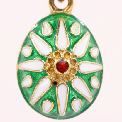 Vintage 14ct Yellow Gold Enamel Easter Egg Pendant Charm Russian Style Gift