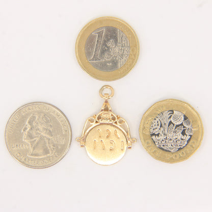 Vintage 9ct Yellow Gold I Love You Spinner Pendant Hidden Message Charm Gift