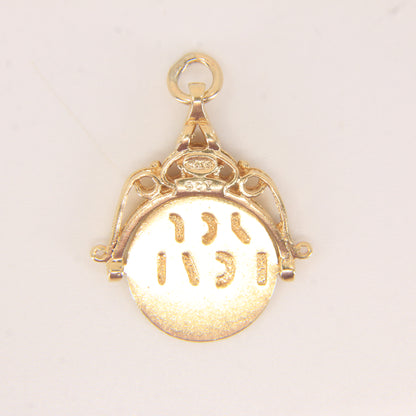 Vintage 9ct Yellow Gold I Love You Spinner Pendant Hidden Message Charm Gift