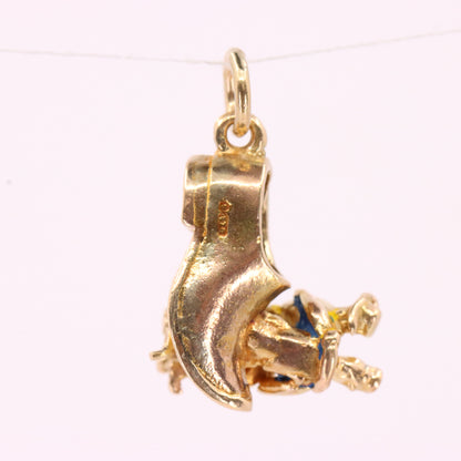 Vintage 9ct Hallmarked Gold Shoemaker Charm Couple Moving Kiss Pendant Love Gift