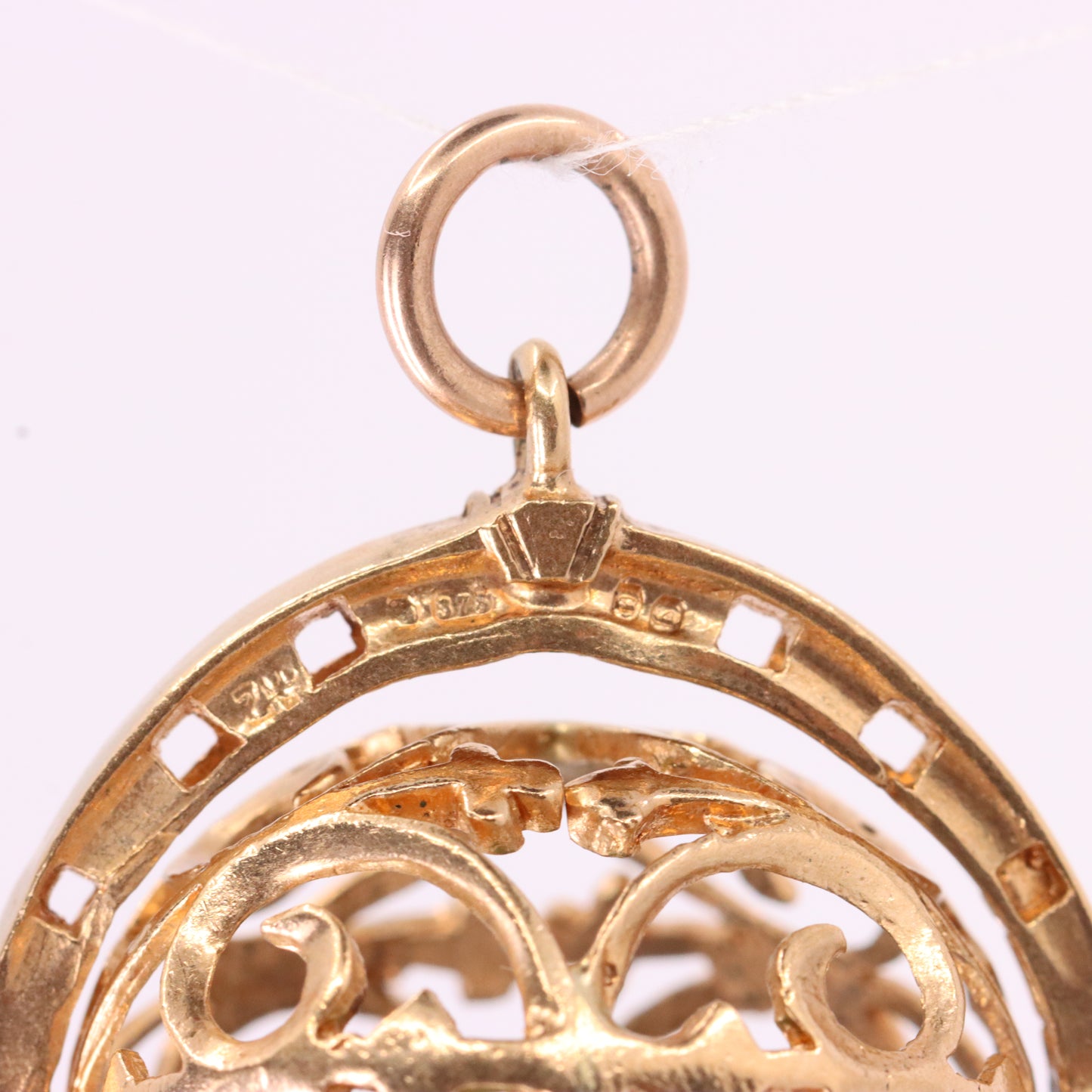 Vintage 9ct Hallmarked Gold Spinner Pendant Dice Cage Moving Luck Charm
