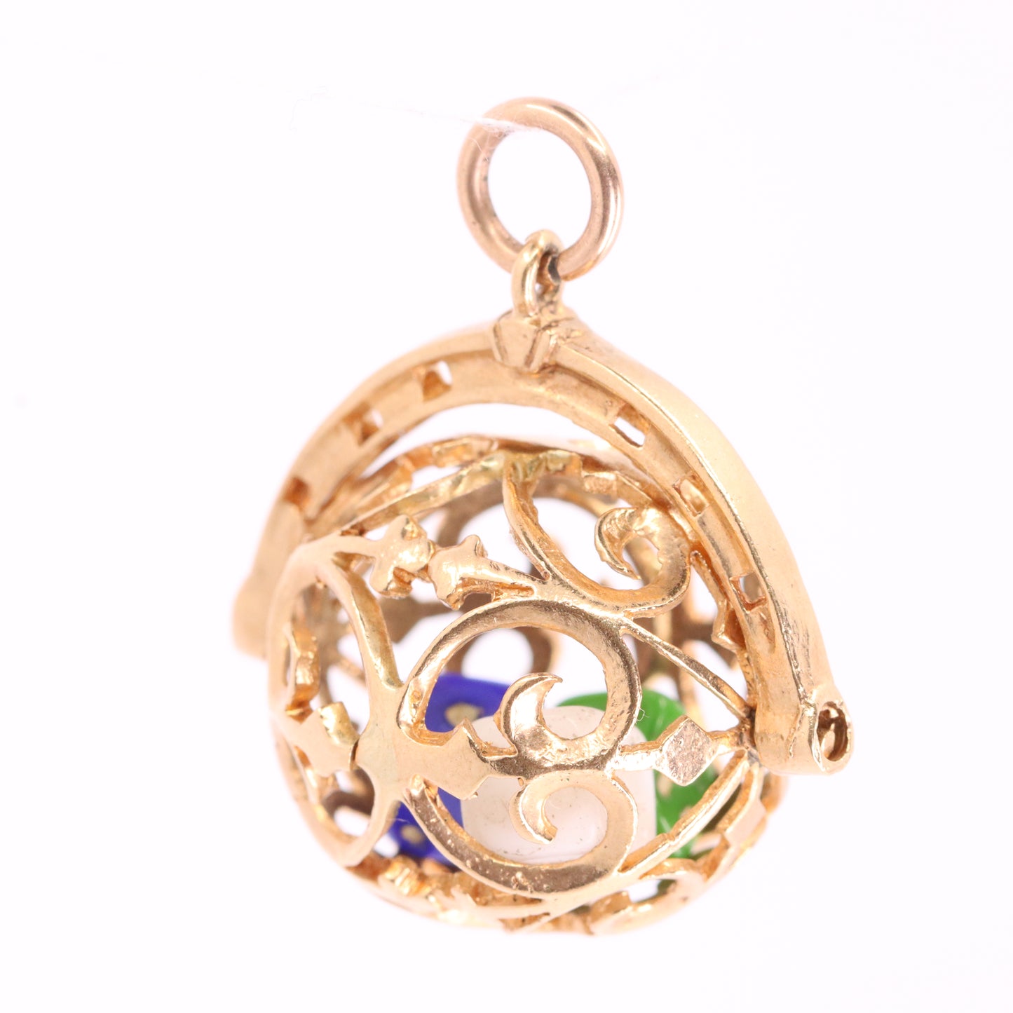Vintage 9ct Hallmarked Gold Spinner Pendant Dice Cage Moving Luck Charm