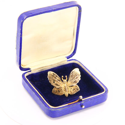 Vintage 9ct Butterfly Brooch Detailed 9 Carat Hallmarked Yellow Gold Boxed Gift