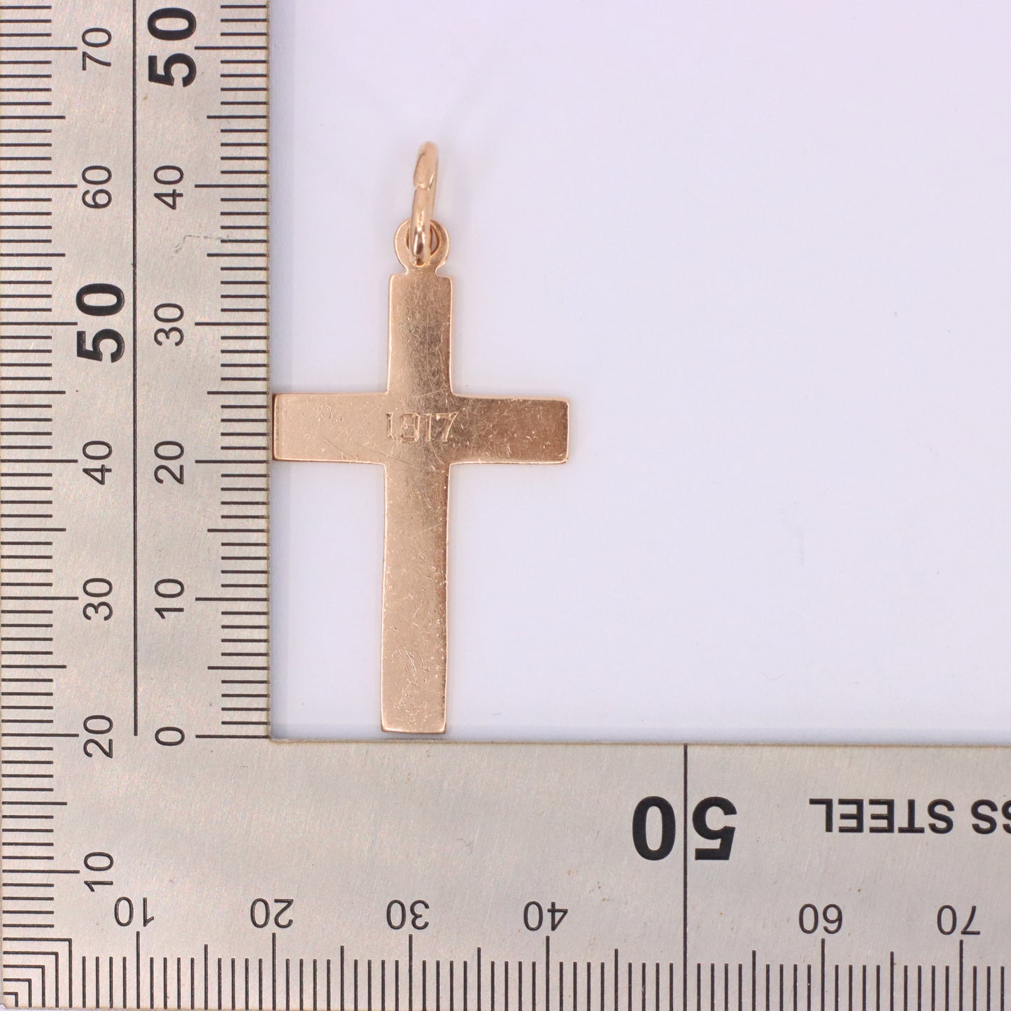 Antique 9ct Hallmarked 1917 Yellow Gold Cross Pendant Religious Charm