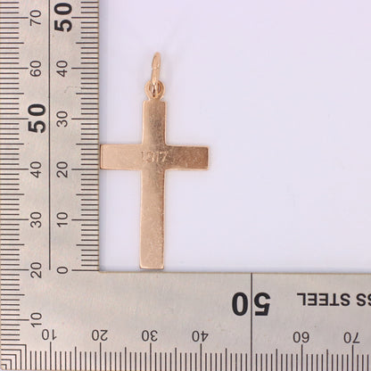 Antique 9ct Hallmarked 1917 Yellow Gold Cross Pendant Religious Charm