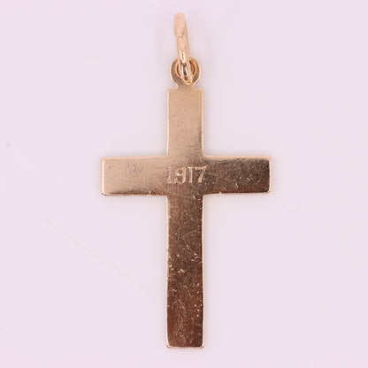 Antique 9ct Hallmarked 1917 Yellow Gold Cross Pendant Religious Charm