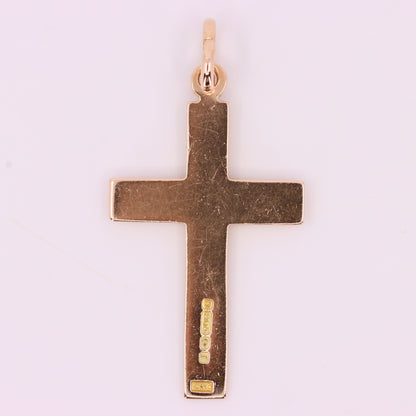 Antique 9ct Hallmarked 1917 Yellow Gold Cross Pendant Religious Charm