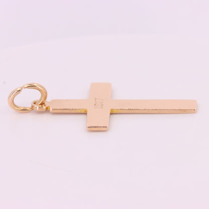 Antique 9ct Hallmarked 1917 Yellow Gold Cross Pendant Religious Charm
