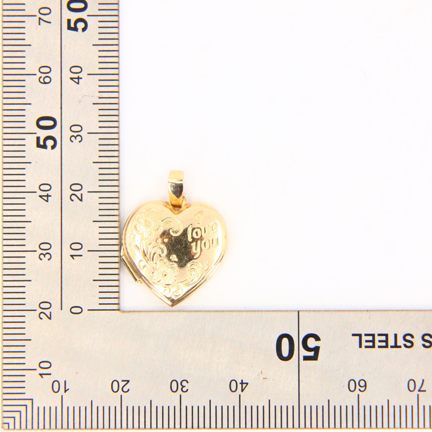 Vintage 9ct Gold 2 Photo "I Love You" Heart Locket Pendant Hallmarked Yellow Gold Charm