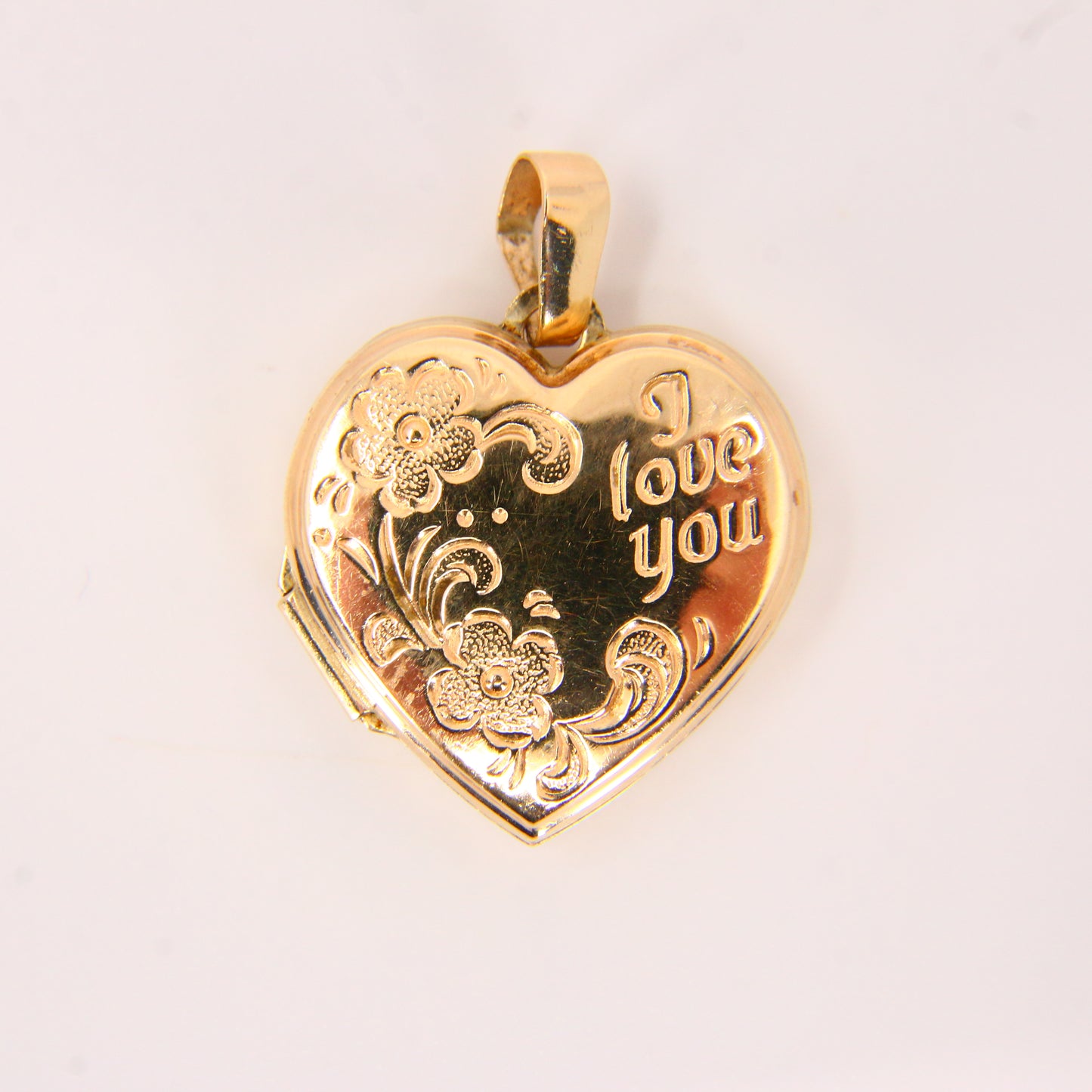 Vintage 9ct Gold 2 Photo "I Love You" Heart Locket Pendant Hallmarked Yellow Gold Charm