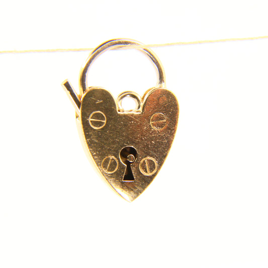 Vintage 9ct Gold Heart Lock Charm – Hallmarked Yellow Gold