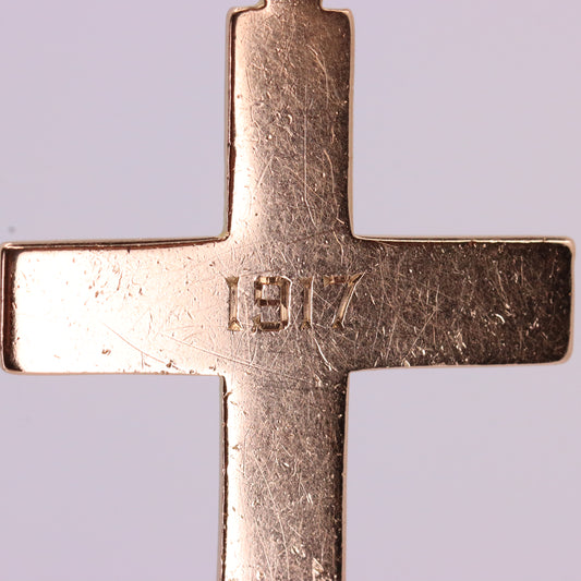 Antique 9ct Hallmarked 1917 Yellow Gold Cross Pendant Religious Charm