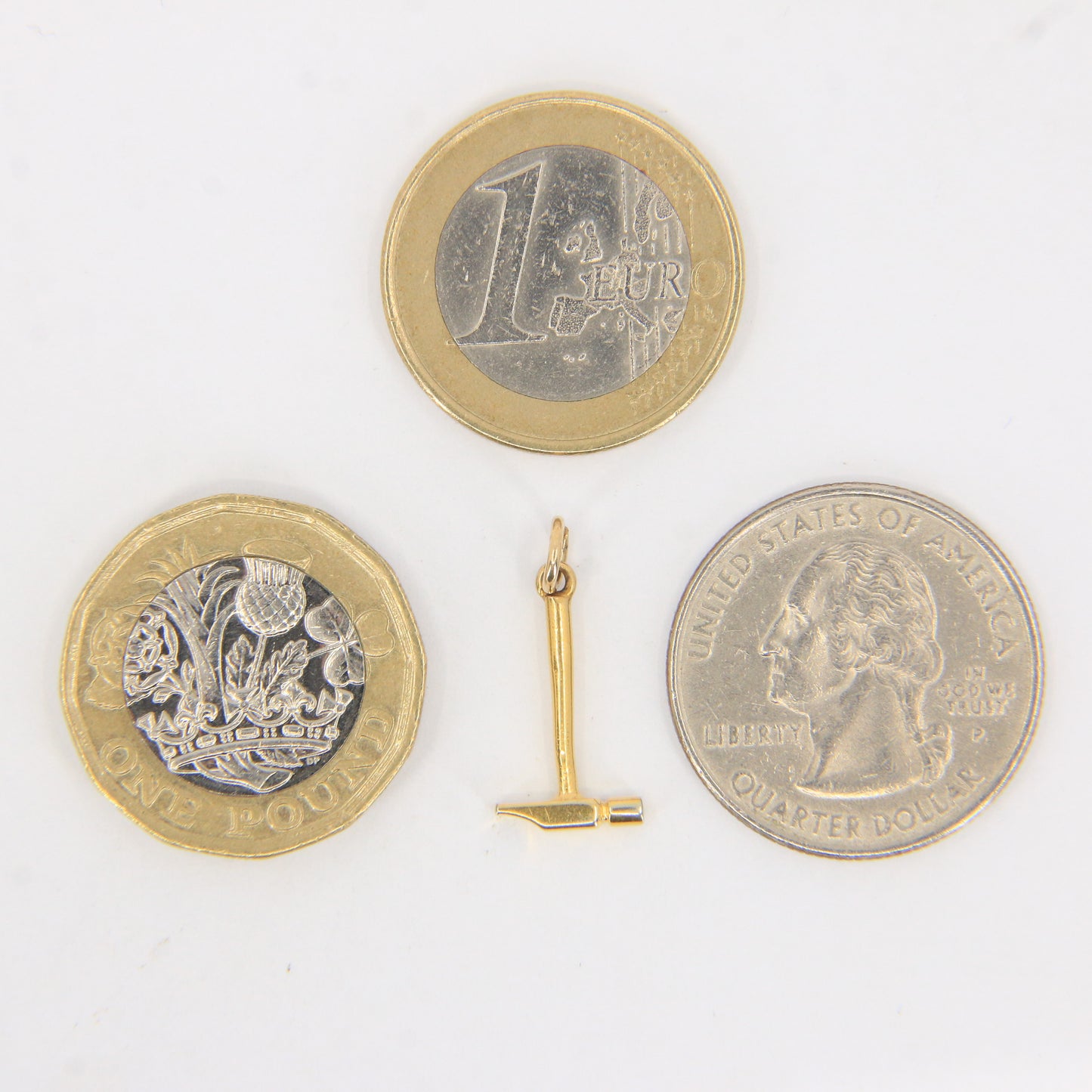 Vintage 9ct Yellow Gold Hammer Charm Blacksmith Tool Pendant