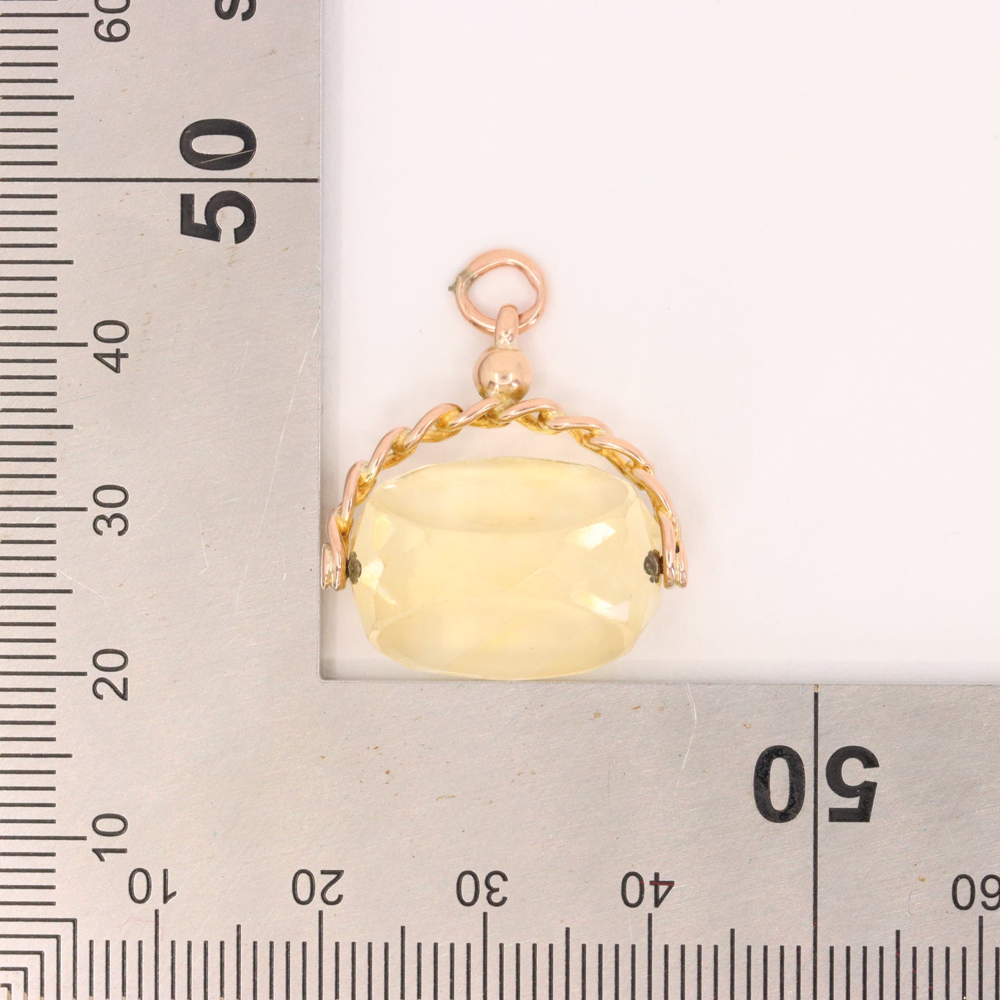 Antique 9ct Hallmarked  Yellow Gold Citrine Spinner Fob Pendant Charm Gift