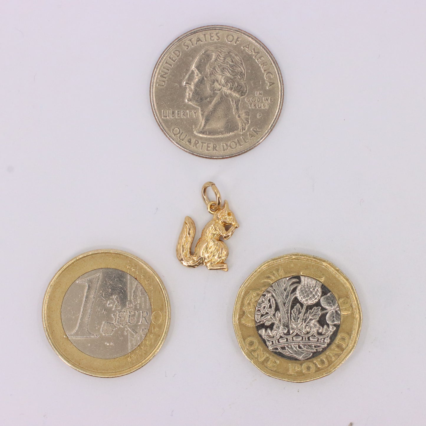 Vintage 9ct Hallmarked Gold Eating Squirrel Charm Pendant Woodland Animal Gift