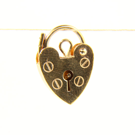 Vintage 9ct Gold Heart Lock Charm – Hallmarked Yellow Gold