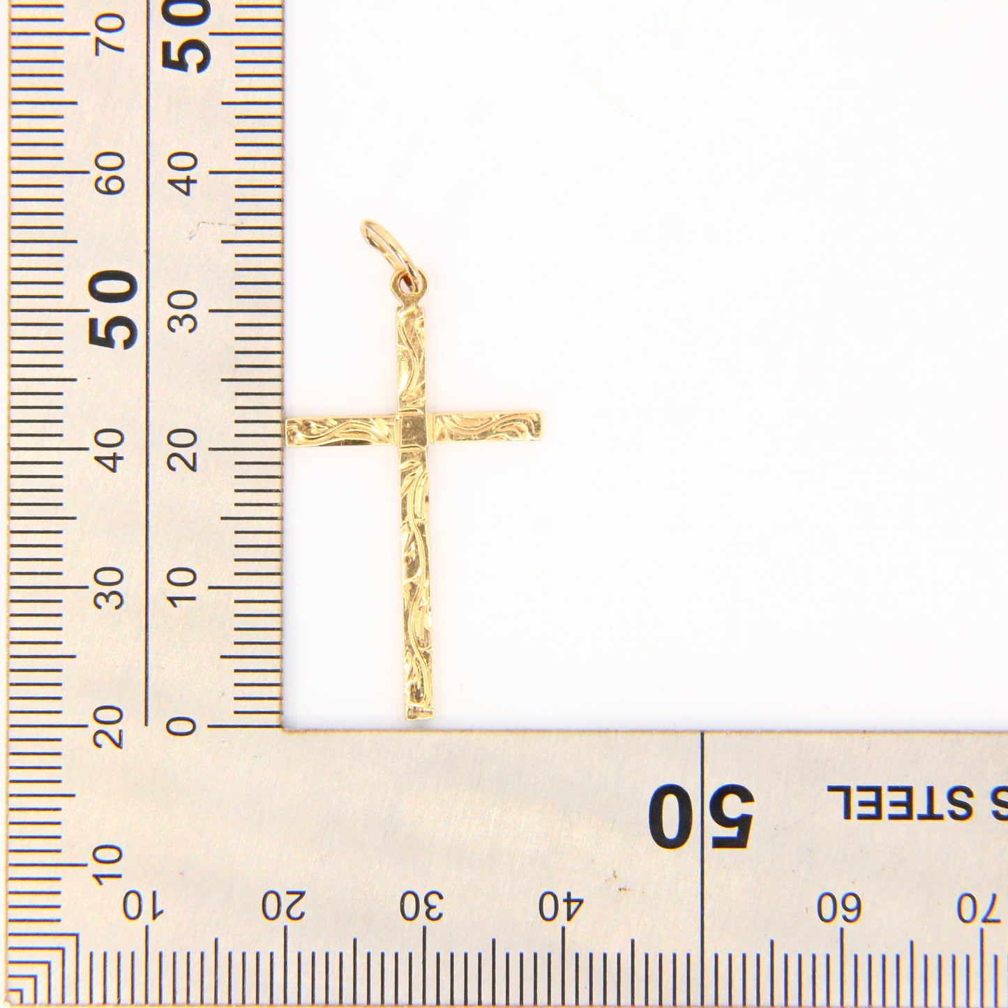 Vintage 9ct Gold Detailed Front Cross Pendant Fully Hallmarked Yellow Gold Small Cross Gift