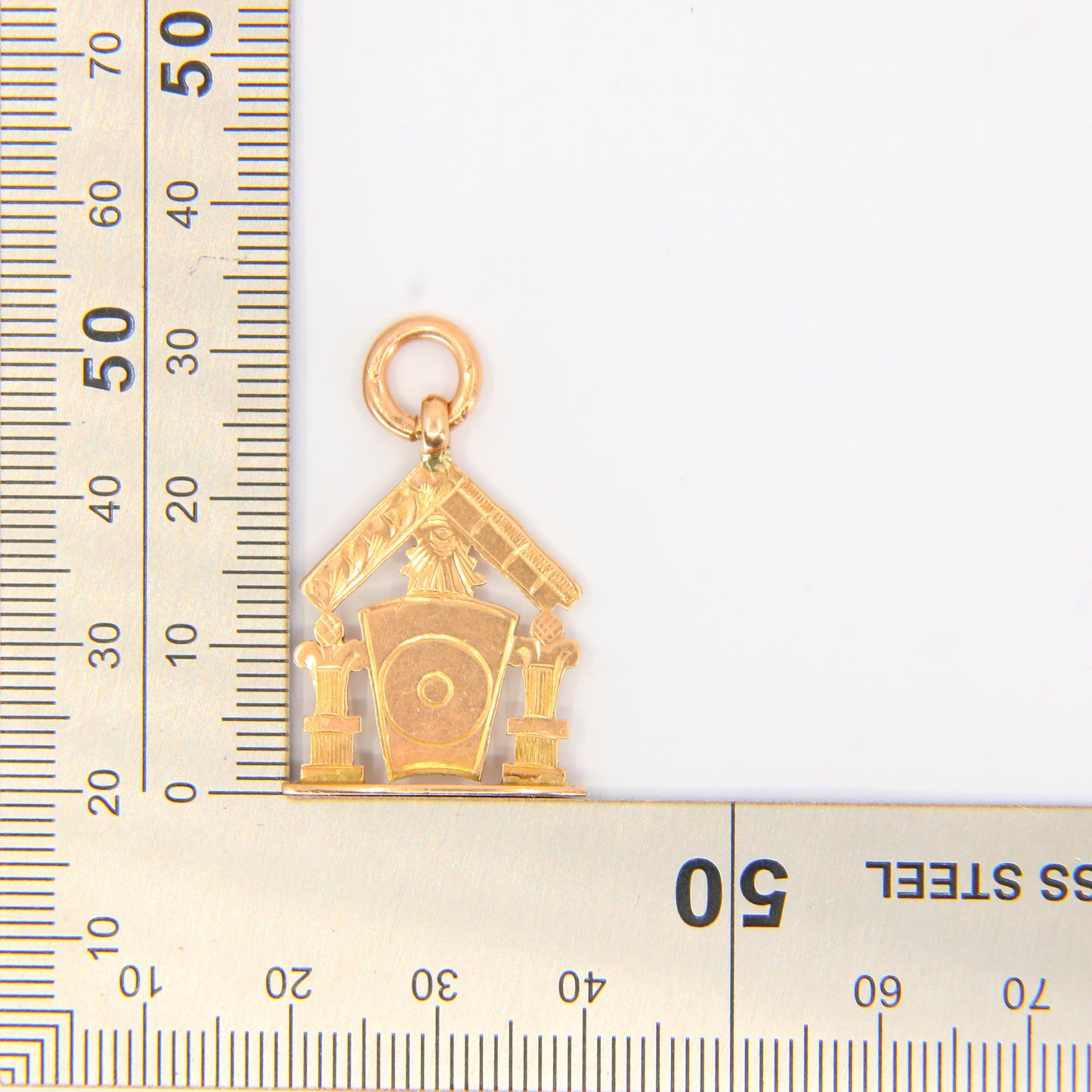 Antique 9 Carat Rose Gold Masonic Watch Chain Mason Fob Pendant Medal Hallmarked