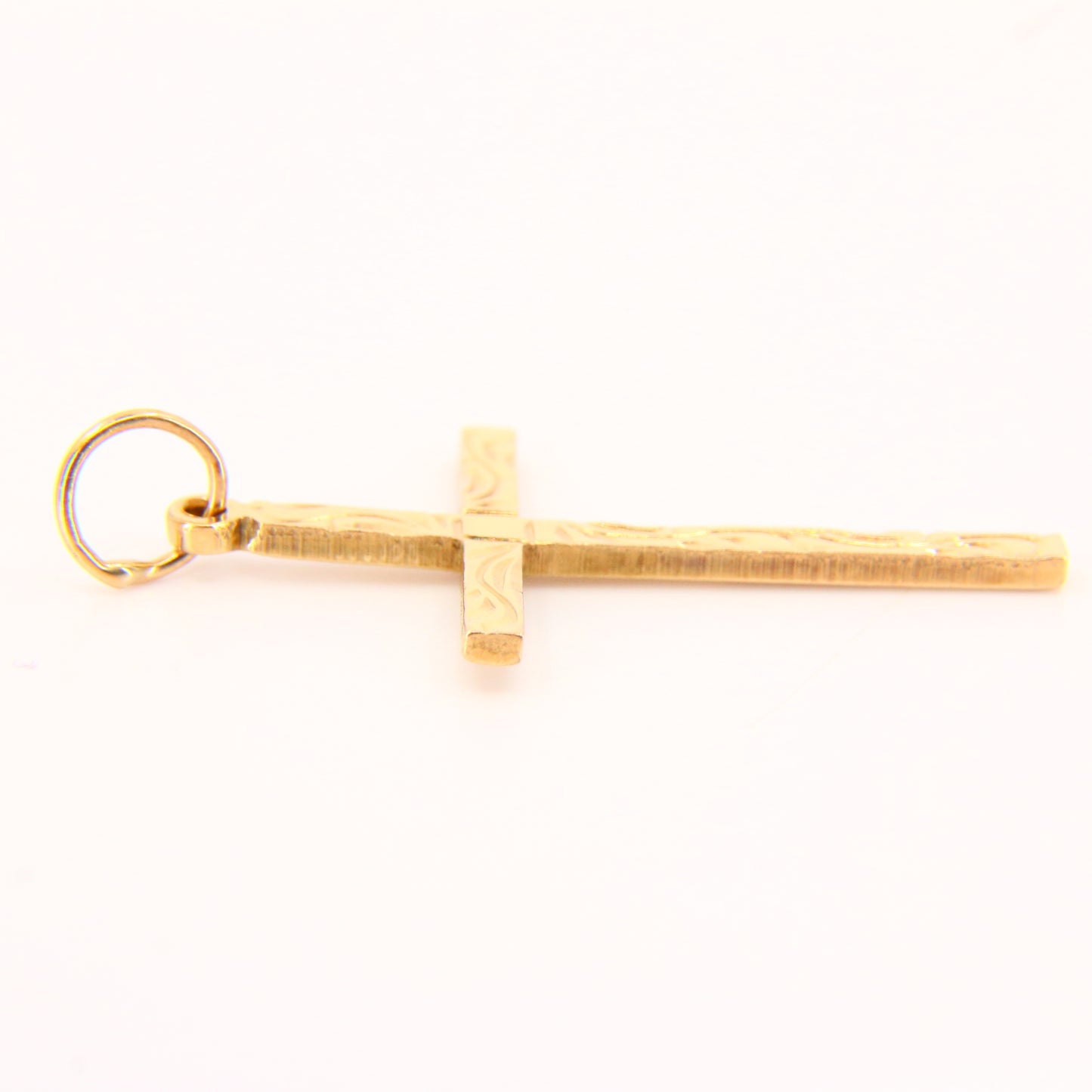 Vintage 9ct Gold Detailed Front Cross Pendant Fully Hallmarked Yellow Gold Small Cross Gift