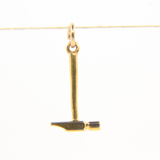 Vintage 9ct Yellow Gold Hammer Charm Blacksmith Tool Pendant