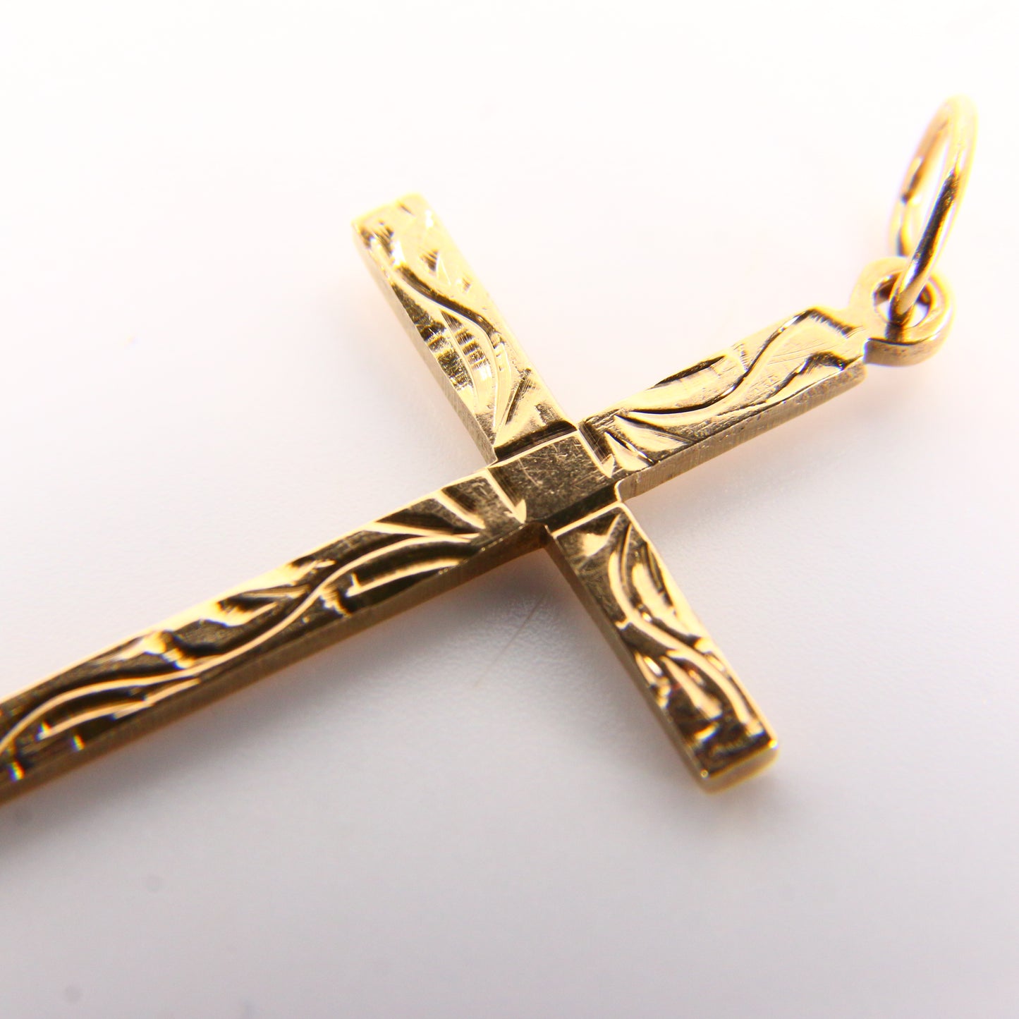 Vintage 9ct Gold Detailed Front Cross Pendant Fully Hallmarked Yellow Gold Small Cross Gift