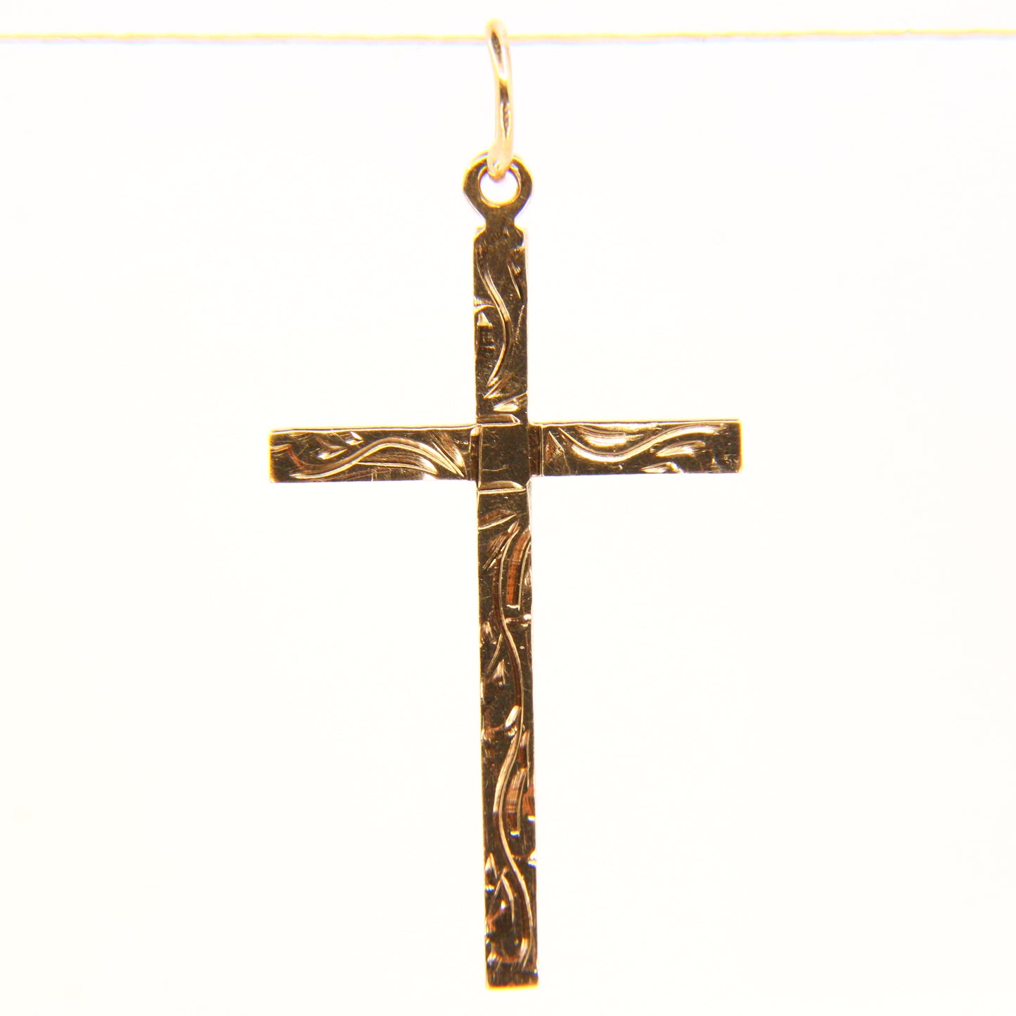 Vintage 9ct Gold Detailed Front Cross Pendant Fully Hallmarked Yellow Gold Small Cross Gift