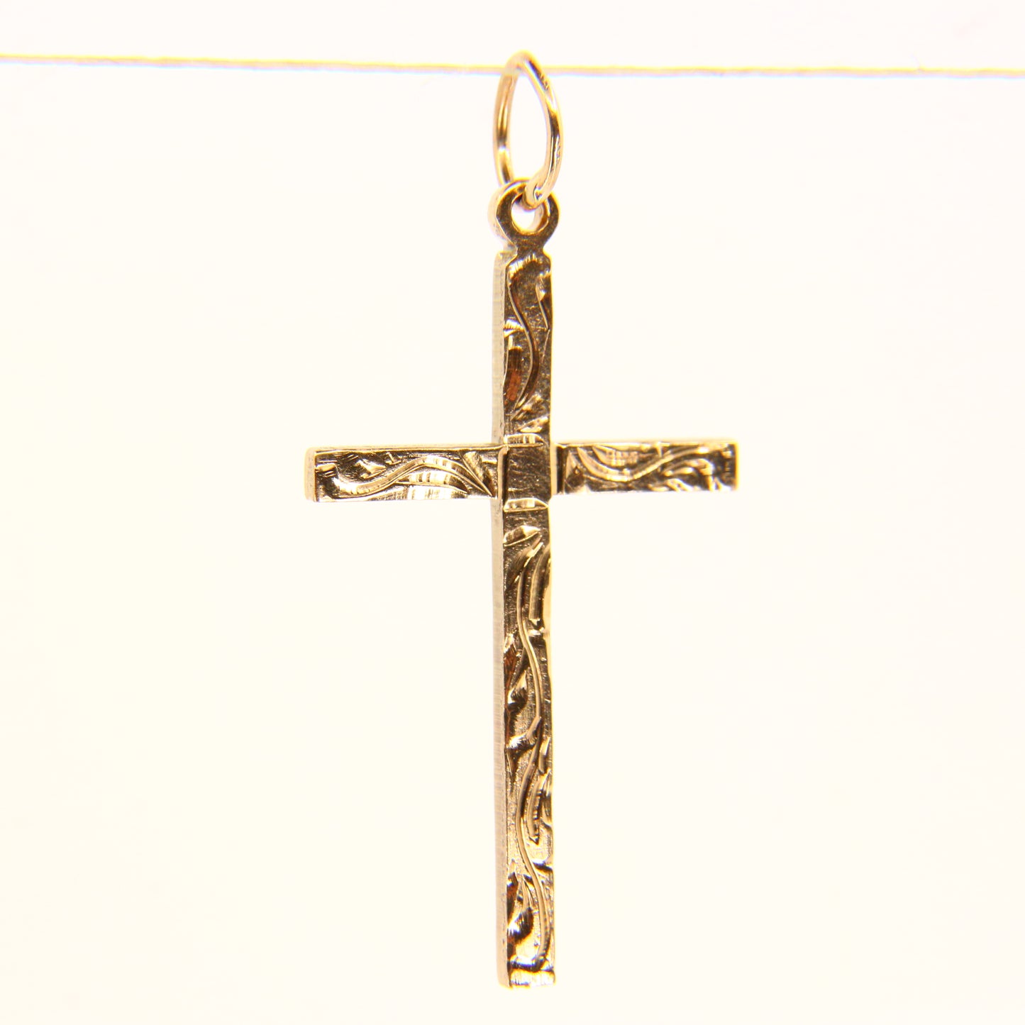 Vintage 9ct Gold Detailed Front Cross Pendant Fully Hallmarked Yellow Gold Small Cross Gift