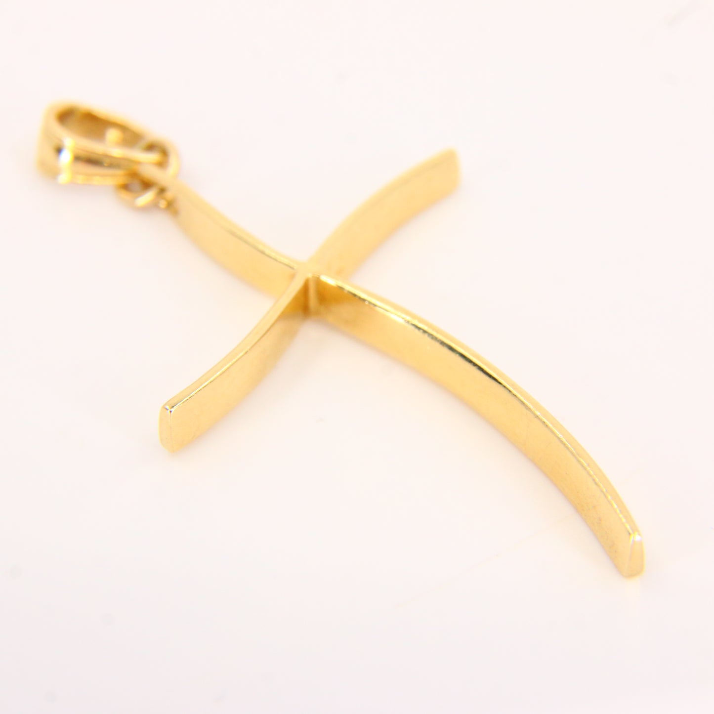 Vintage 14K Gold Modern Contemporary Art Wavey Cross Pendant Yellow Gold Charm